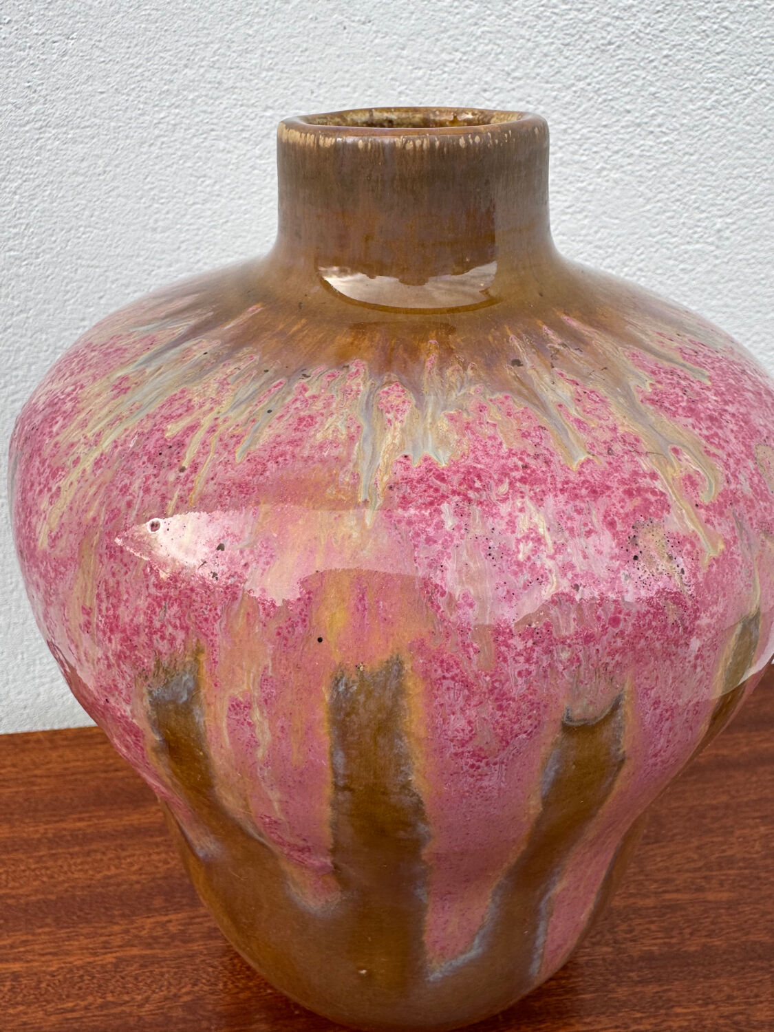 Art Deco pink glazed stoneware vase