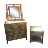 Rattan & bambo dressing table and besdide