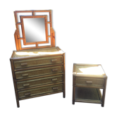 Commode et chevet en rotin et bambou