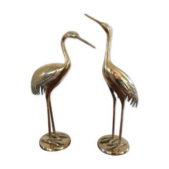 Pair of vintage brass herons