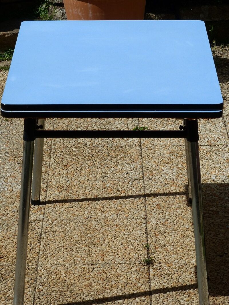 Table de cuisine en formica bleu années 60 | Selency