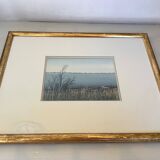 Tableau encadré la Camargue signé Michel Tombereau