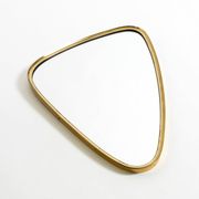 Heavy mid-century brass kidney-shaped wall mirror from Münchner Zierspiegel