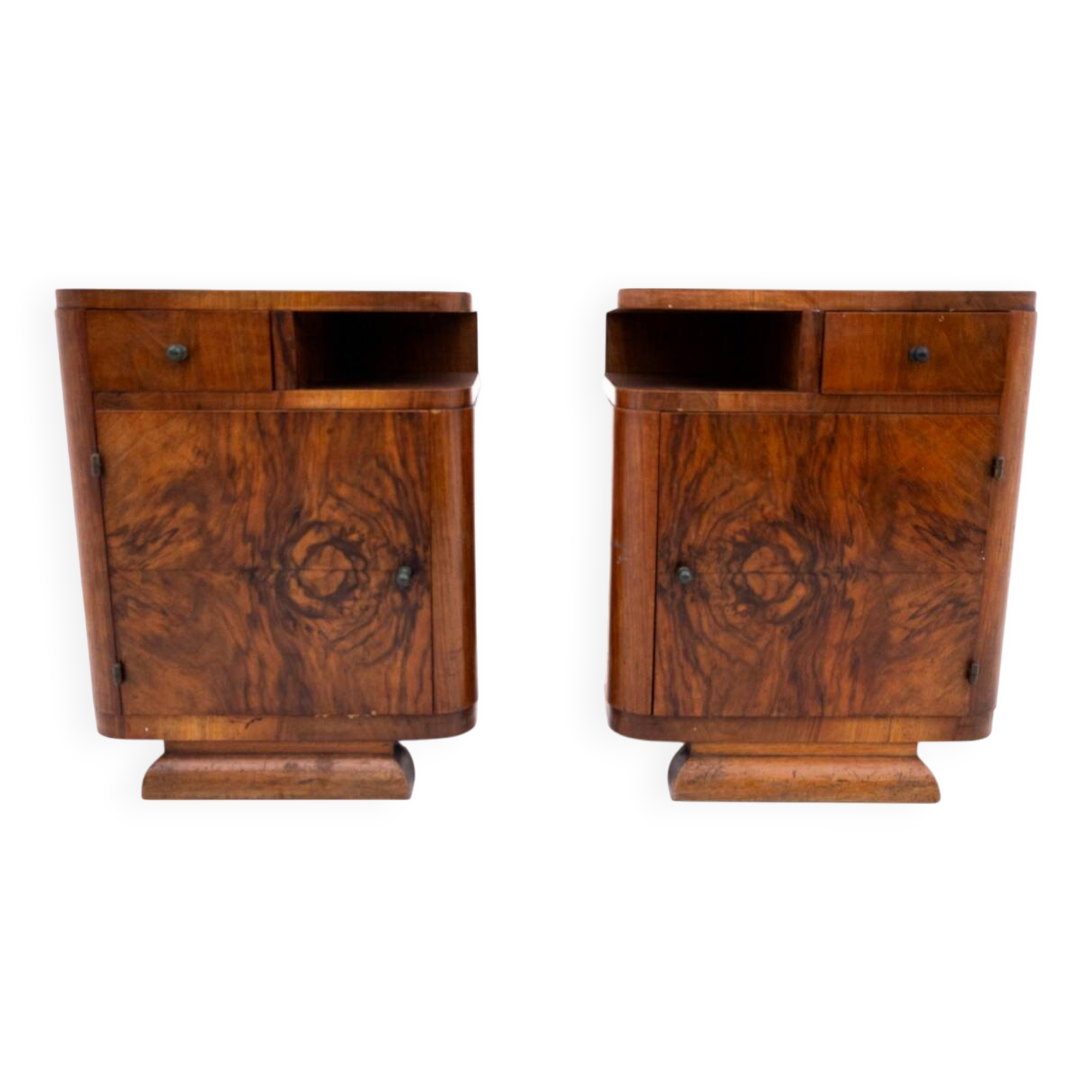 Pair of Art Deco bedside tables, Poland, 1930s.