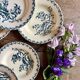 Set of 8 antique deep plates in ironstone, Chardons de Gien