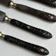 Set of 5 antique table knives in inlaid ebony, circa 1900.
