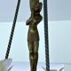 Large Art Deco sculptural chandelier in bronze and glass, 1930s