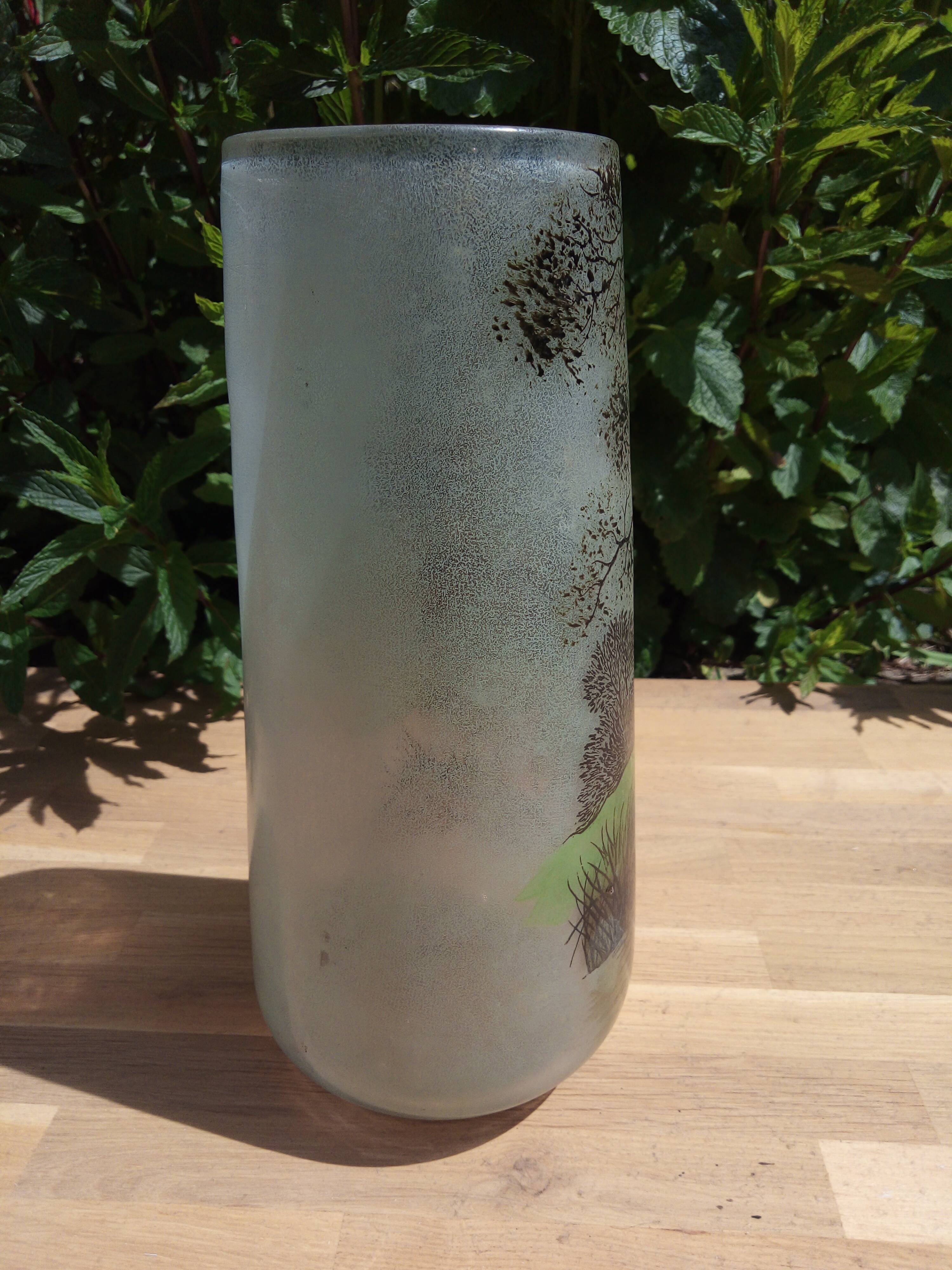 Glass vase signed Joma