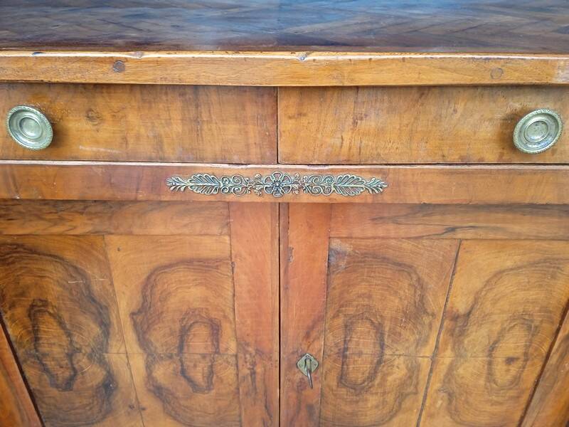 Buffet Empire period bronze marquetry walnut and fruit tree