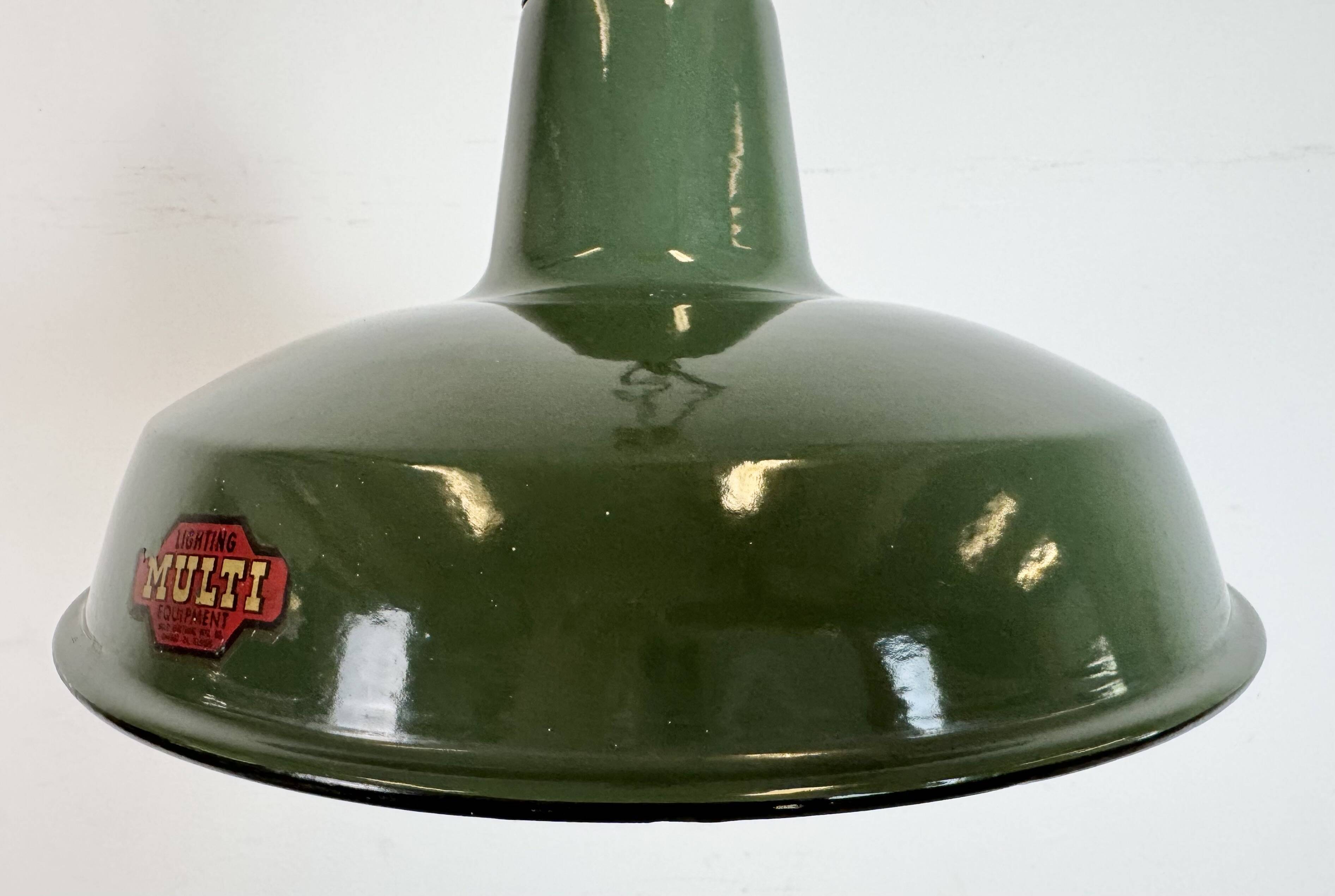 Industrial Green Enamel Factory Pendant Lamp from Multi Electrical Co,1960s