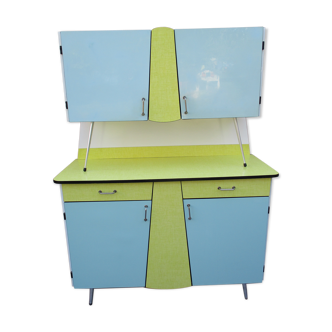 Yellow and blue vintage formica kitchen buffet