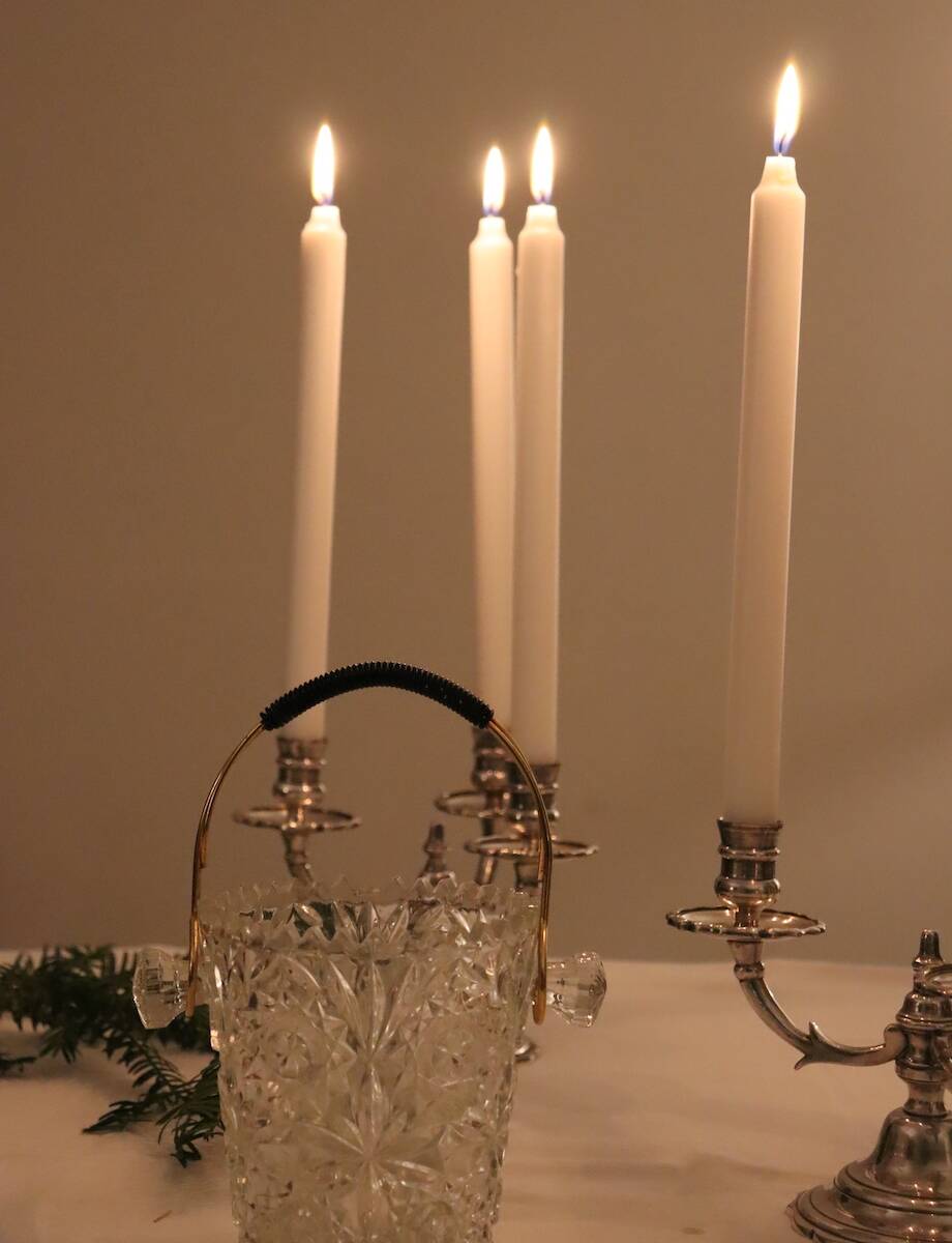 Pair of triangular 3-light candlesticks