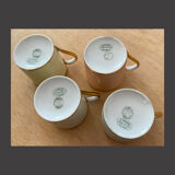 Set of four coffee cups and five porcelain cups of limoges around 1900
