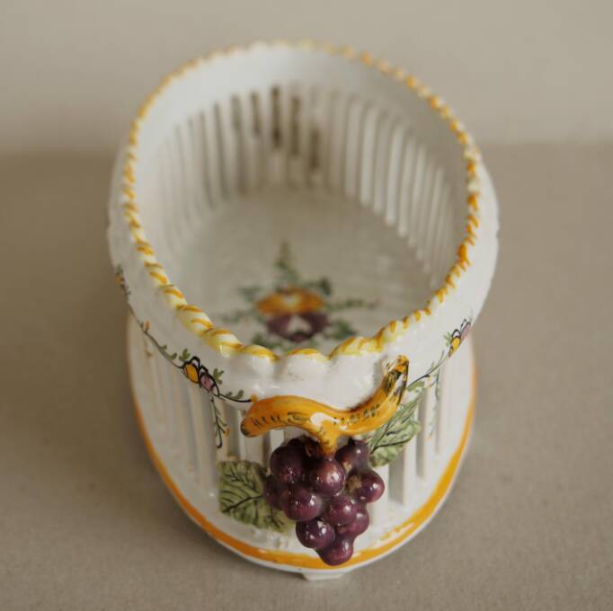 Basket-shaped openwork vase Malicorne faience Emile Tessier
