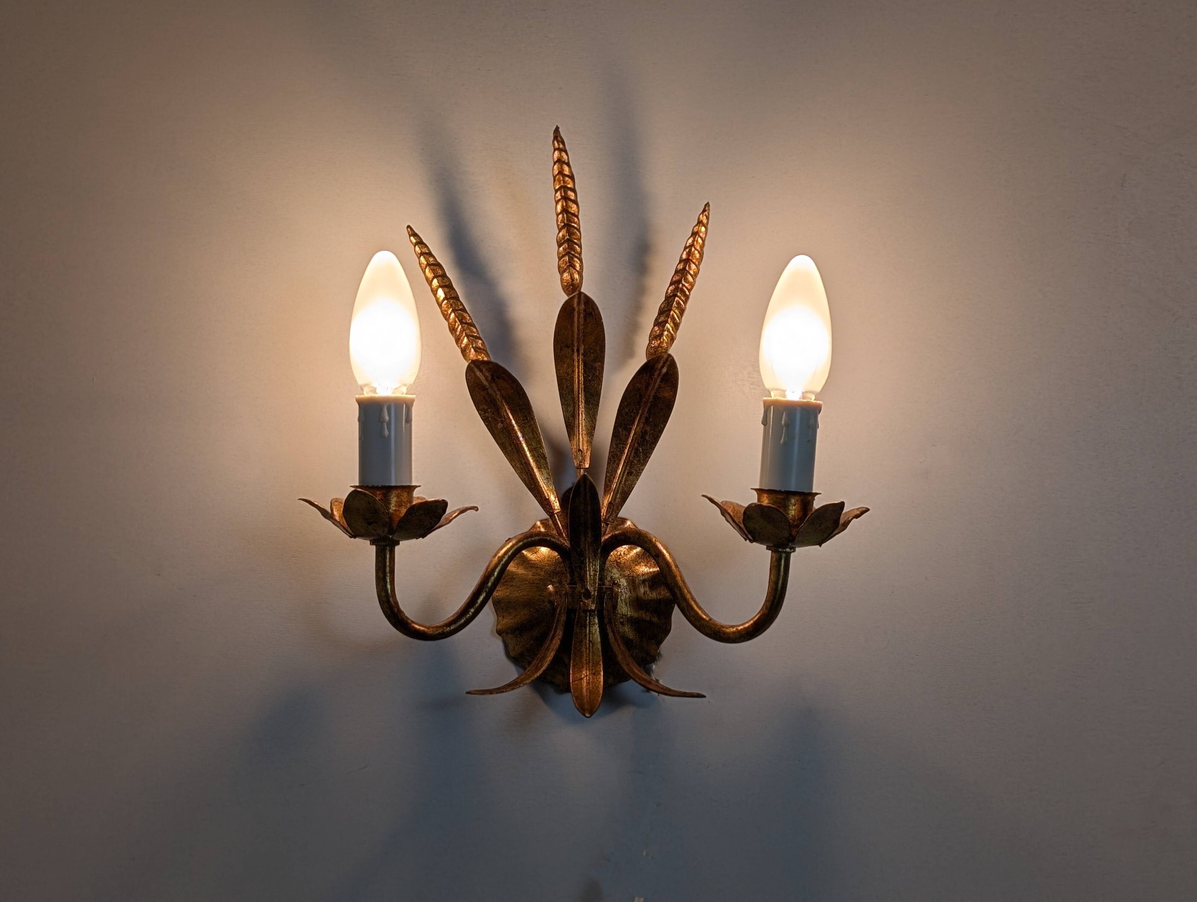 Pair of wheat ear wall lights