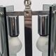Green-grey glass and chrome metal suspension, in the style of Fontana Arte.