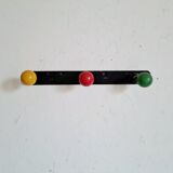 Coat rack 3 hooks metal balls, 50s