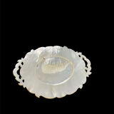 Caviar dish in reticulated and carved mother-of-pearl