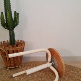 Wood & metal tripod workshop stool with industrial screws