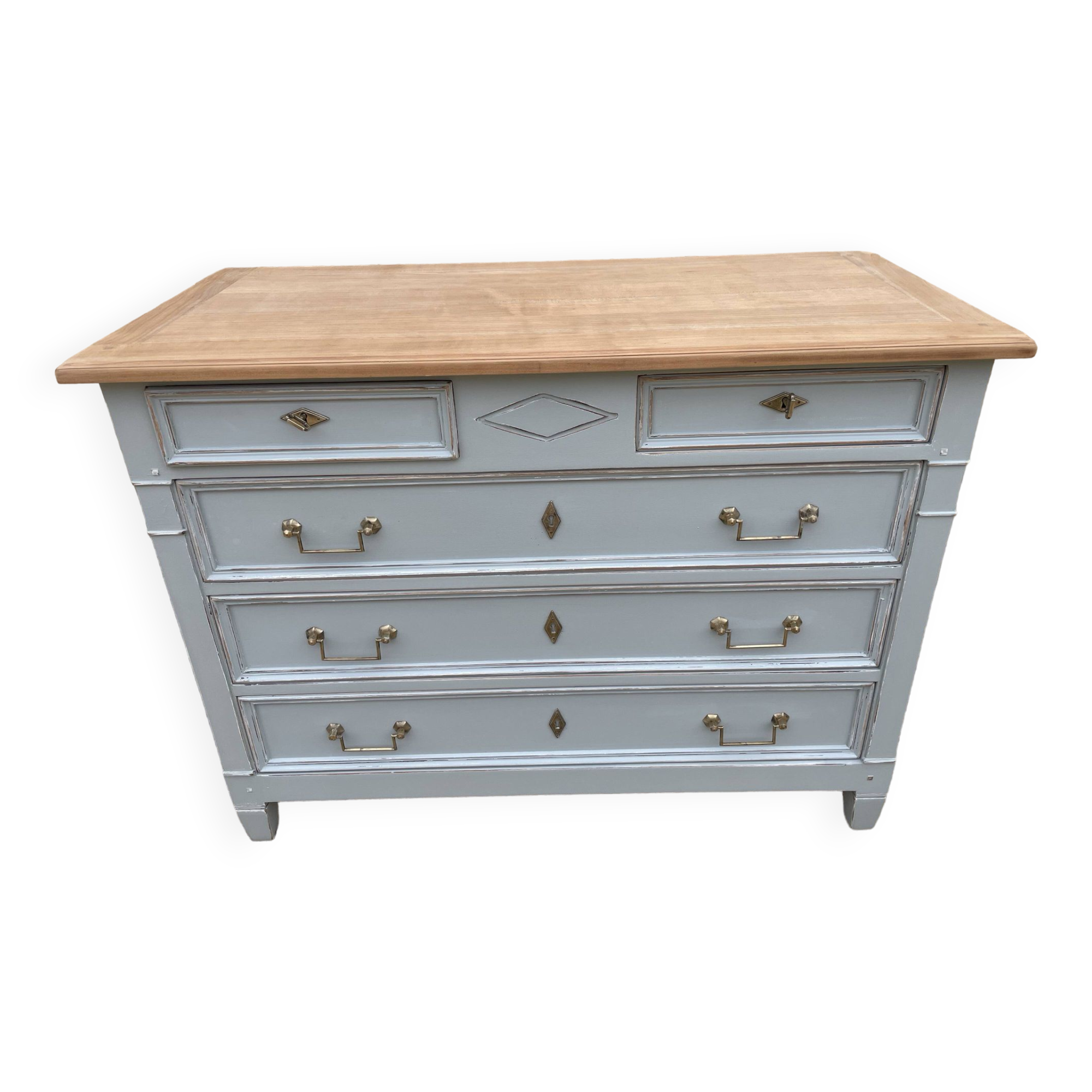 Louis XVI style chest of drawers in Versailles gray patinated cherry