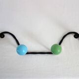 Wrought iron and wood coat rack from the 60s