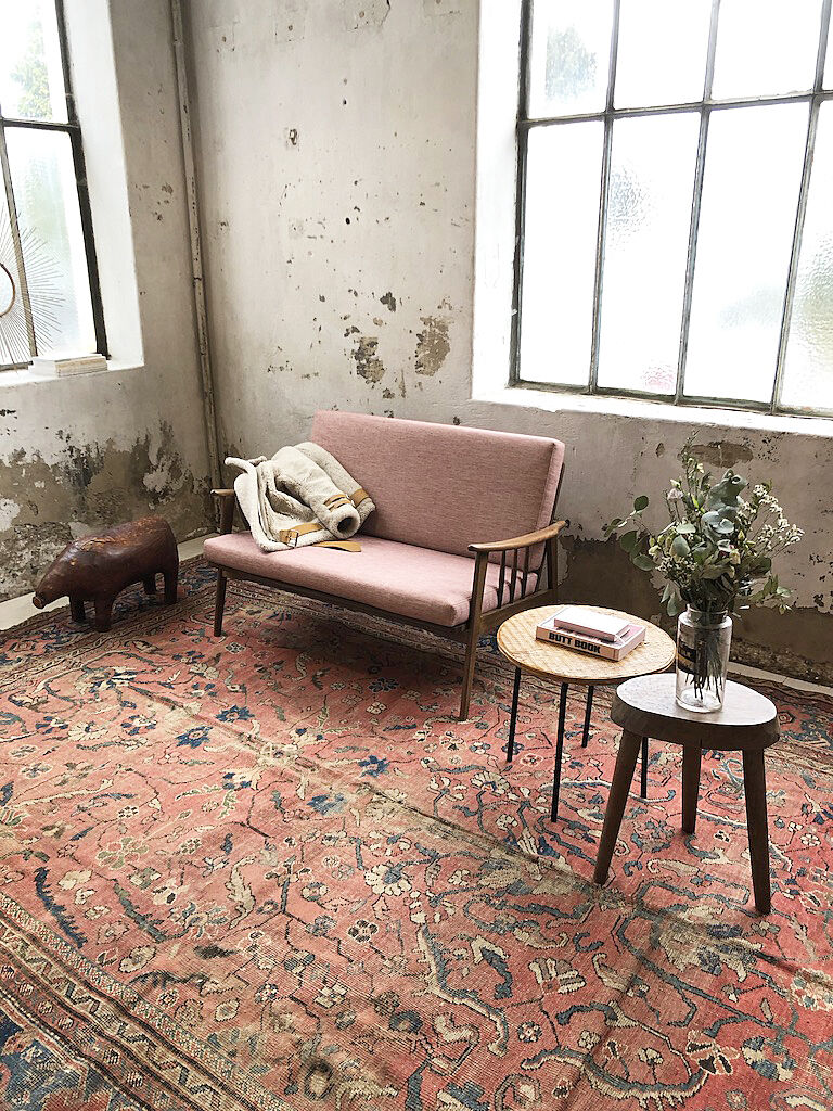 Wicker and metal coffee table
