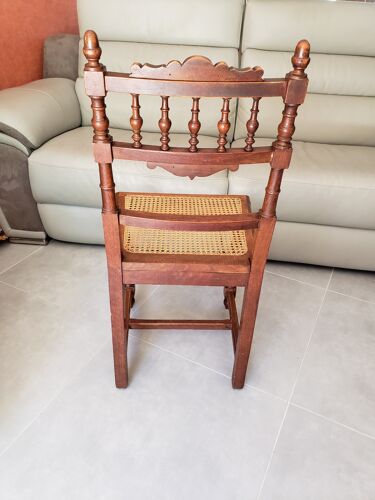 4 chaises vintages en bois tourné et cannage des années 1910
