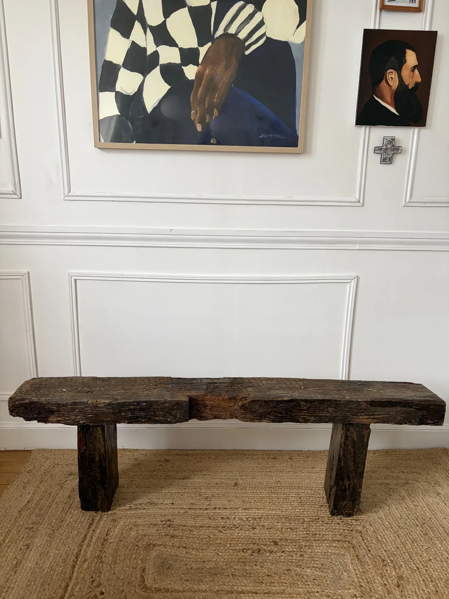 Wooden wabi-sabi bench