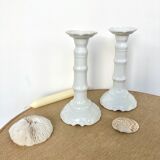 Pair of porcelain candle holders