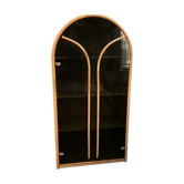 Curved bamboo and blond rattan library