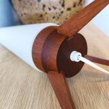 Rocket lamp, teak and opaline, 1950s