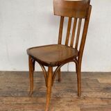 Série de 6 anciennes chaises bistrot en bois clair