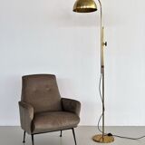 Florian schulz mid-century adjustable floor lamp in full brass, 1970