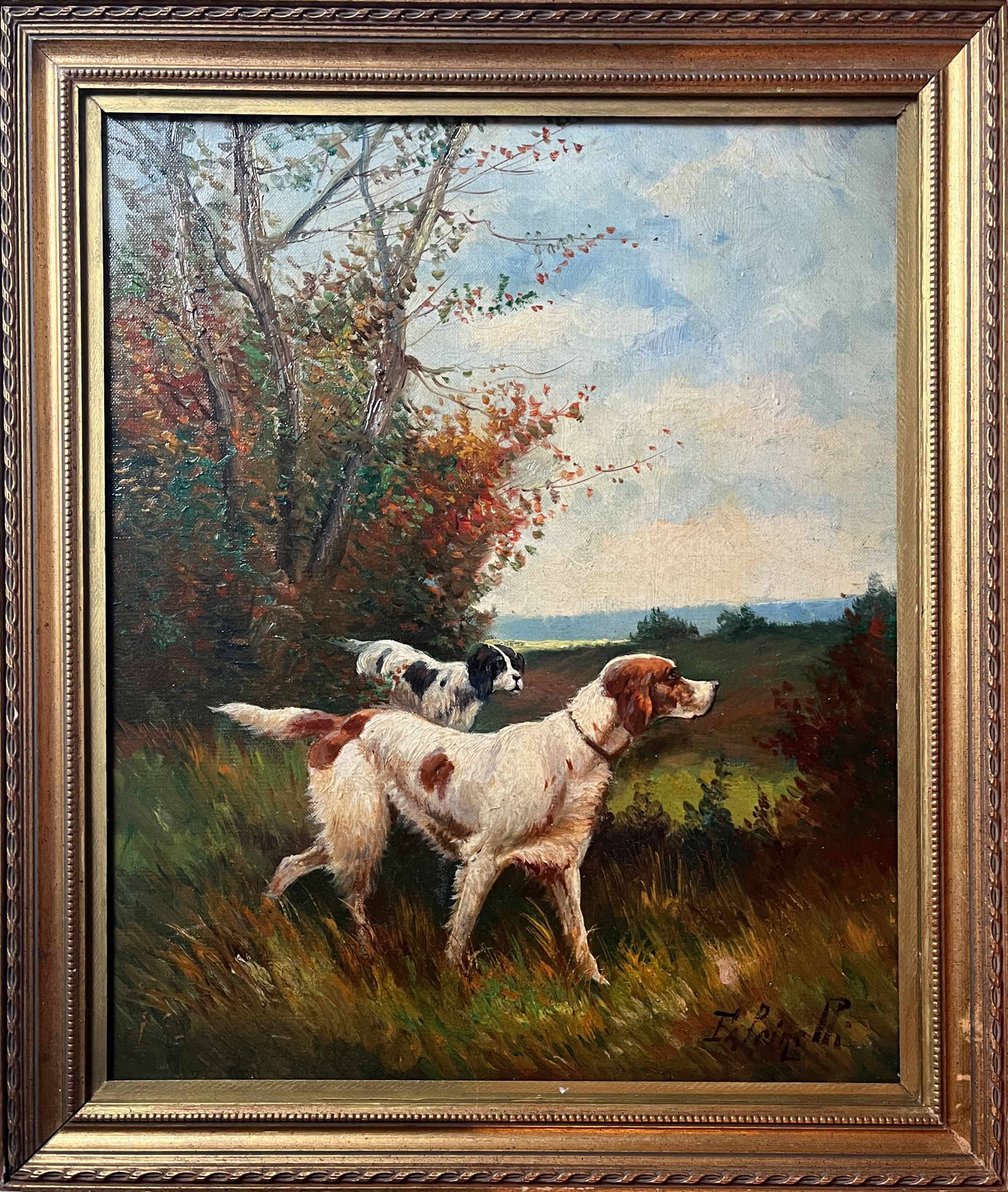 HST painting Marcel Falcinelli (1900-1980) "Dog on the lookout" + frame