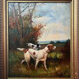 Tableau HST Marcel Falcinelli (1900-1980) "Chien à l'affut" + cadre