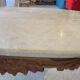 Oval coffee table - carved wood - white veined marble - Regency / Louis XV style