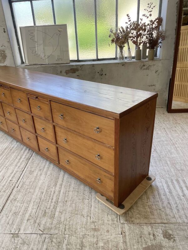 Meuble de métier chêne doré XXL années 50
