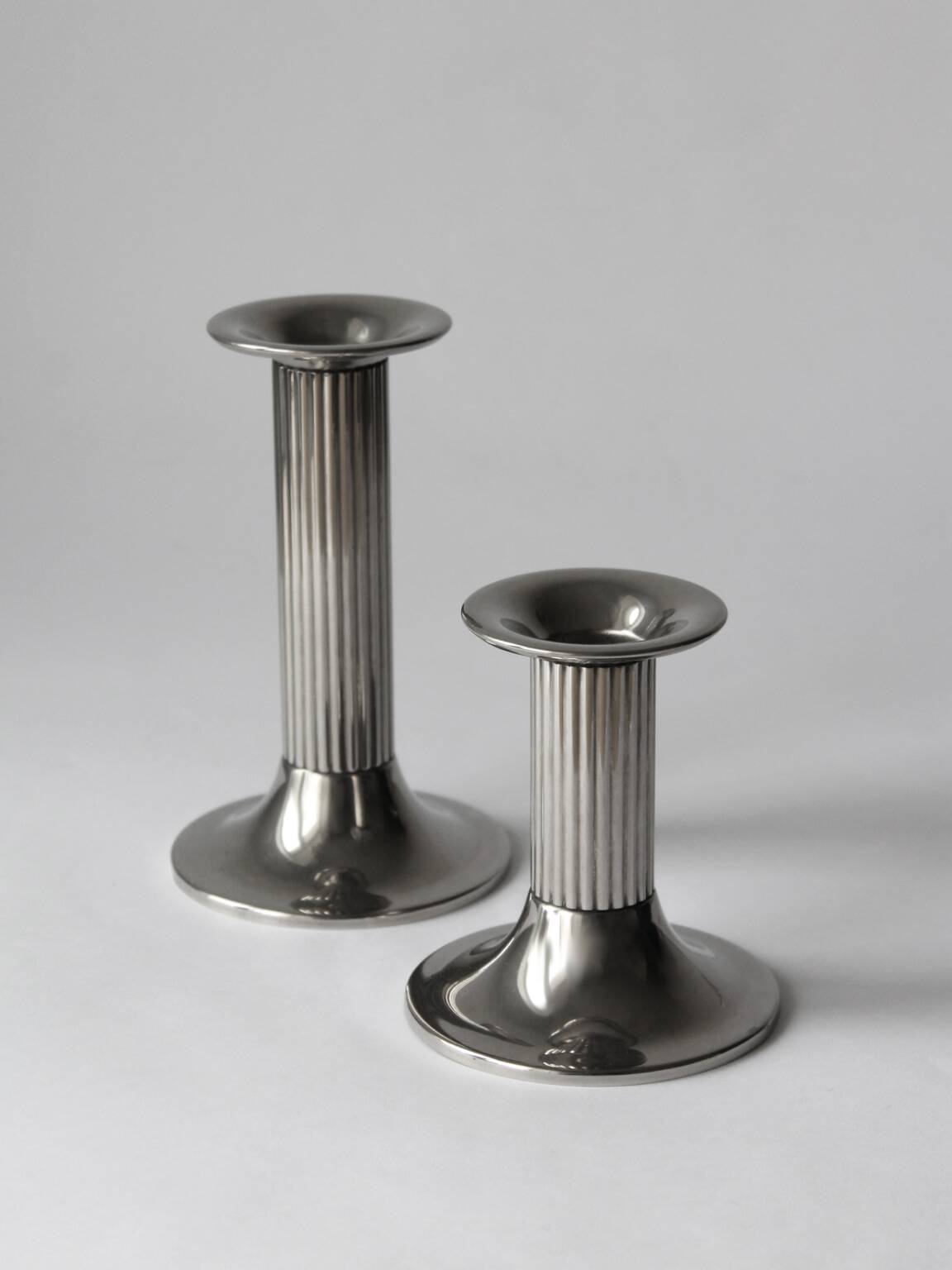 Art Deco Silver Plated Candle Holders Set