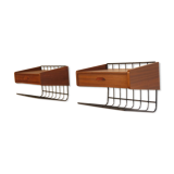 Pair of Scandinavian hanging bedside tables 1960