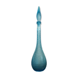 Turquoise blue textured glass carafe