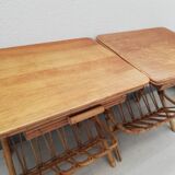 Pair of vintage rattan bedsides