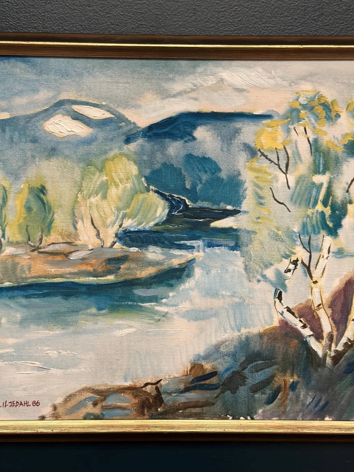 Original Swedish Oil on Canvas – “River” by Liljedahl – Signed – Dated 1986
