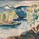 Original Swedish Oil on Canvas – “River” by Liljedahl – Signed – Dated 1986