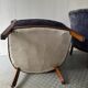 Paire de fauteuils tonneau vintage en velours bleu gris - année 50/60