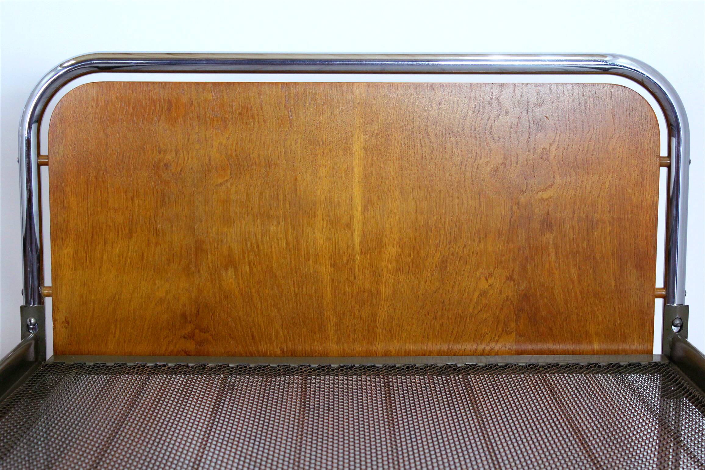 Bauhaus Oak and Tubular Steel Beds, 1940s, Set of 2
