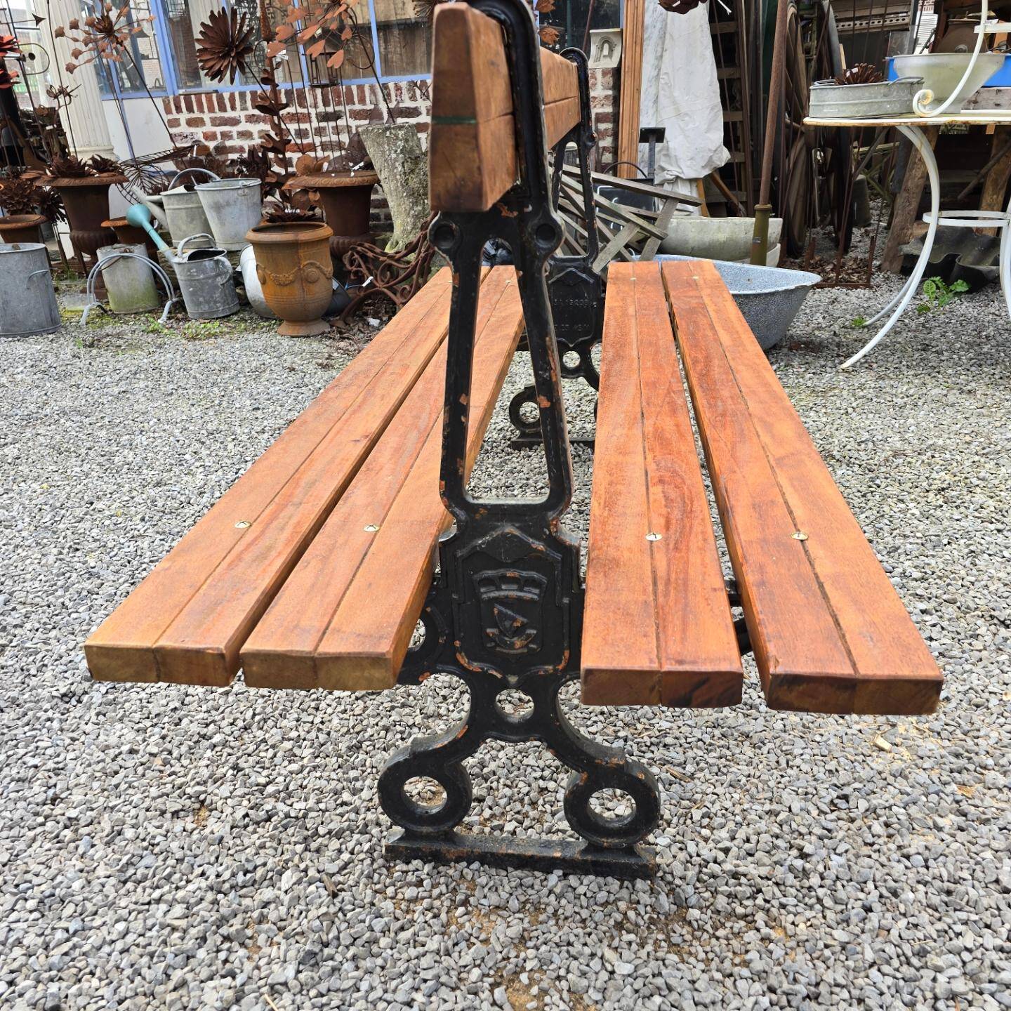 Public garden bench in the city of Paris