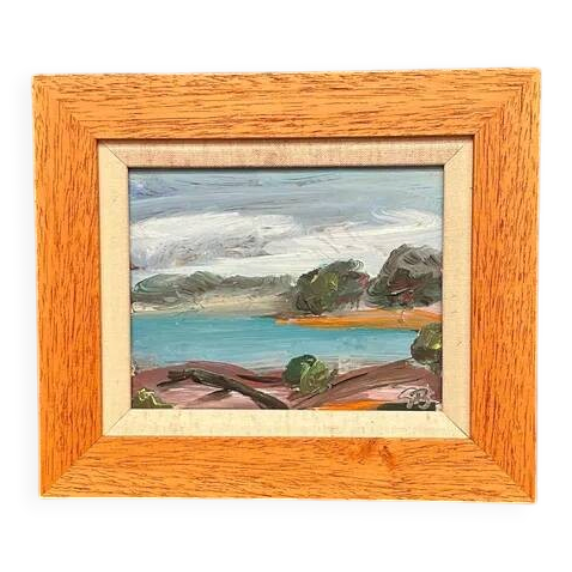 Original Swedish Oil on Panel “Coastal Landscape” by Göran Brunius – Signed