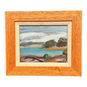 Original Swedish Oil on Panel “Coastal Landscape” by Göran Brunius – Signed