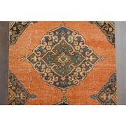 1970s Vintage Turkish Hand-Knotted Wool Cotton Orange Runner Rug 88x337