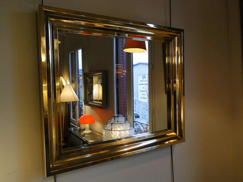 Brass mirror from the 1970's - 72cm x 86cm